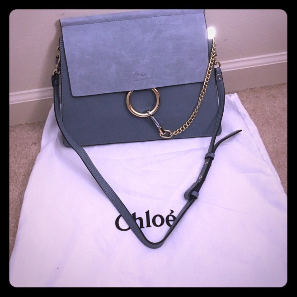 Women Fay shoulder bag smooth & suede cloudy blue